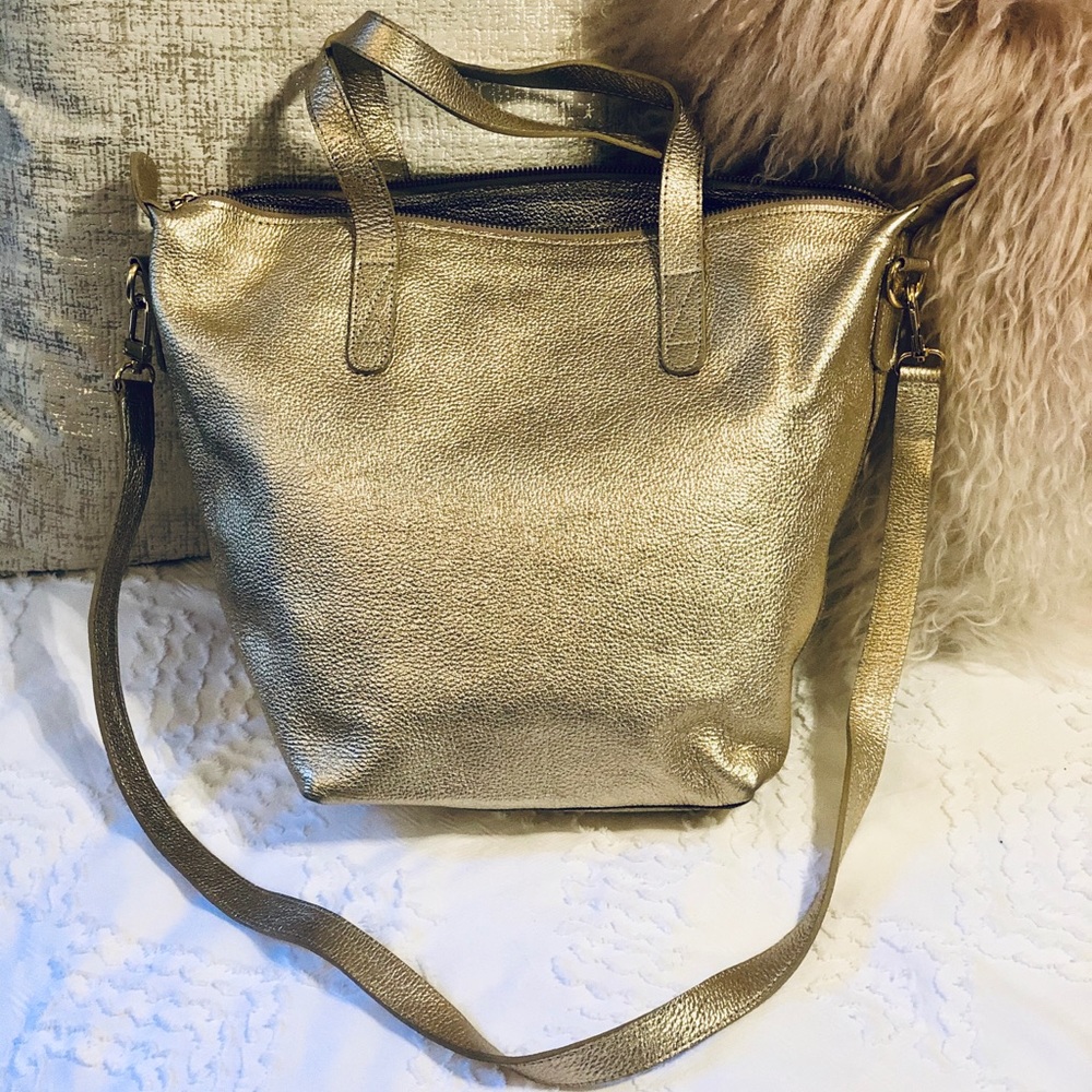 Gold leather Cuyana bag